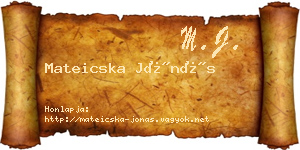 Mateicska Jónás névjegykártya